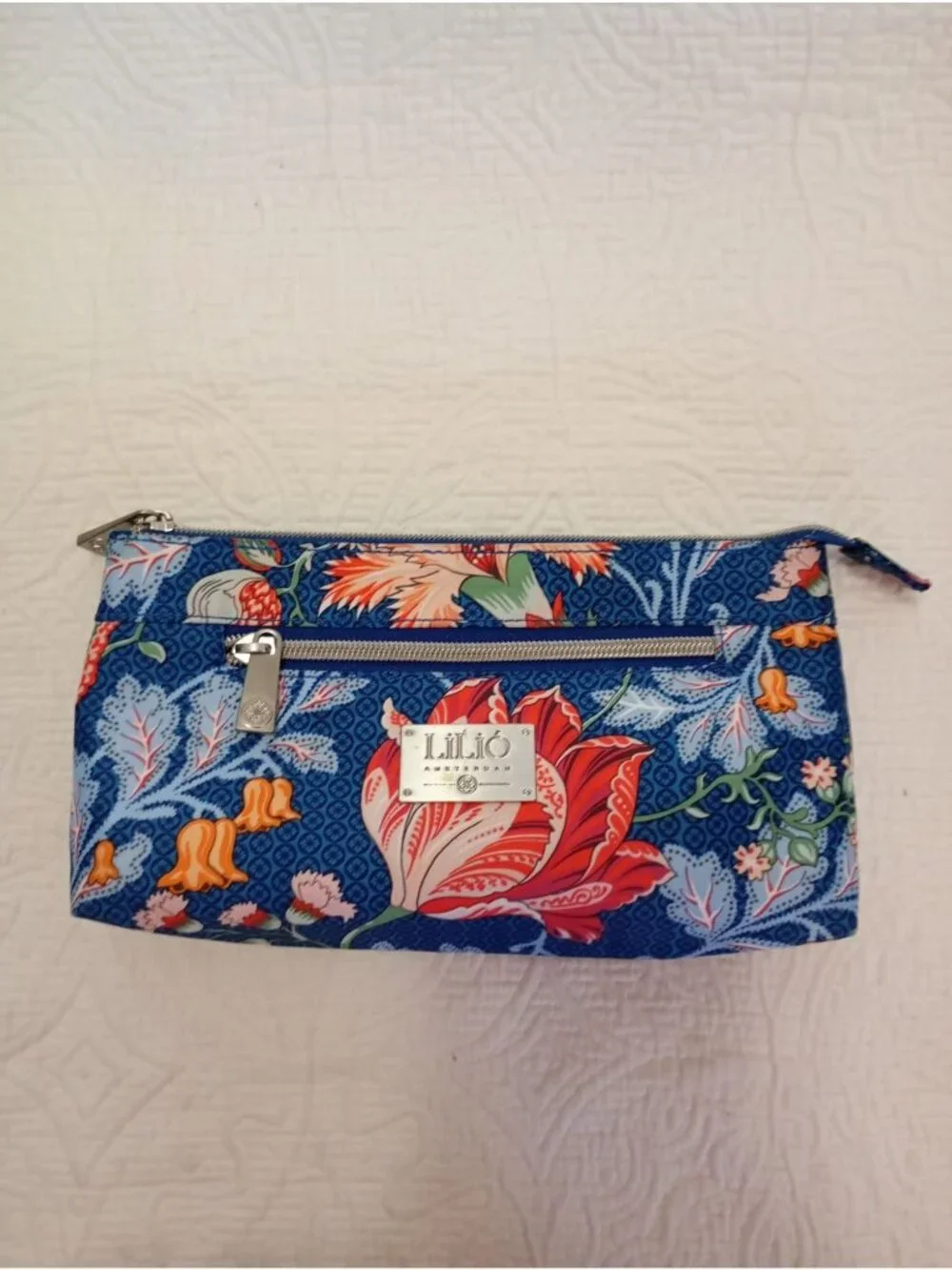 Lilio Amsterdam Floral Cosmetic Bag With Zippered Compartments  Tulip Pattern